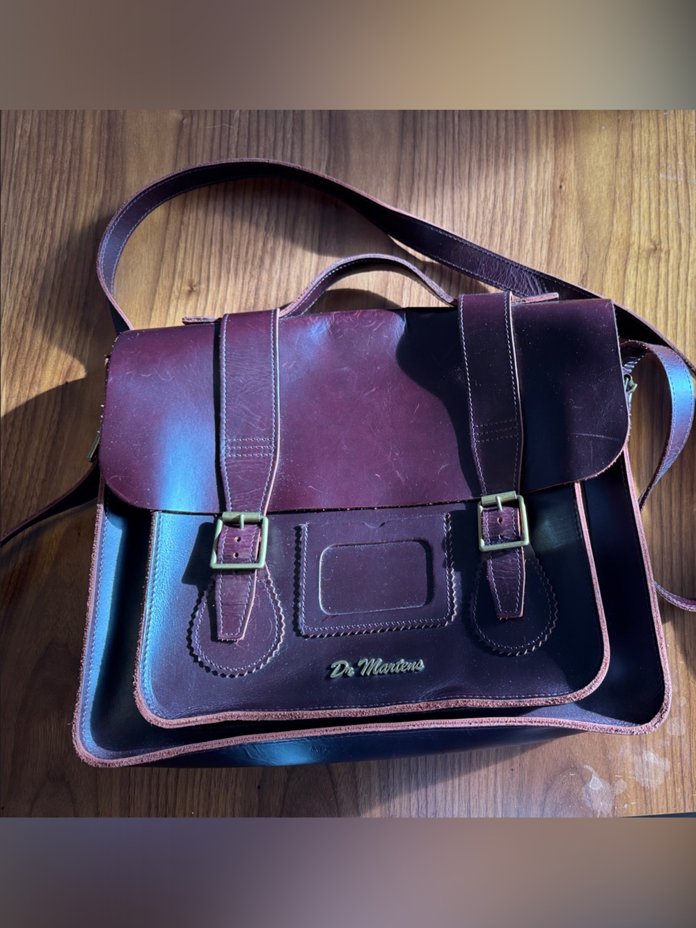 Dr. Martens Men's Oxblood Leather Messenger Bag